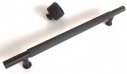 Aluminium Alloy Knurled Black Kitchen Furniture Handle and Knob Black Washroom Furniture Handle and Knob For Furniture