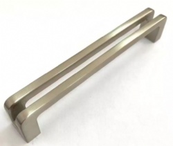 Unique Design Furniture Cabinet Drawer Solid Zinc Alloy Brush Satin Nickel Handle with Groove
