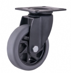Bracket TPR Wheel Double Ball Bearing Non Marking Medium Heavy Duty Caster Wheels for Carts Grey Coated Steel