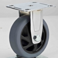 Bracket TPR Wheel Double Ball Bearing Non Marking Medium Heavy Duty Caster Wheels for Carts Grey Coated Steel