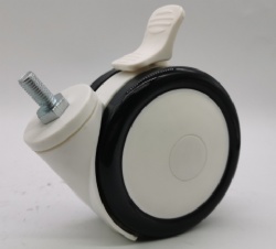twin wheel medical caster wheel with brake