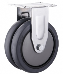 Fixed Rigid Plastic Double Wheel Thermo-Plastic Rubber Casters