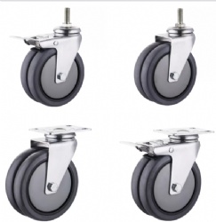 Fixed Rigid Plastic Double Wheel Thermo-Plastic Rubber Casters