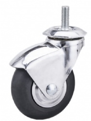 Medical Stand Equipment Threaded Stem Round Tread Thermoplastic Rubber Furniture Caster Wheel