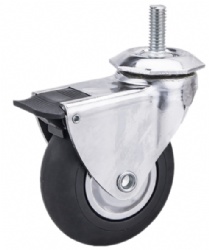 Chrome Plated Swivel Tread Brake Black Elastic Thermoplastic Rubber Furniture Caster Wheels
